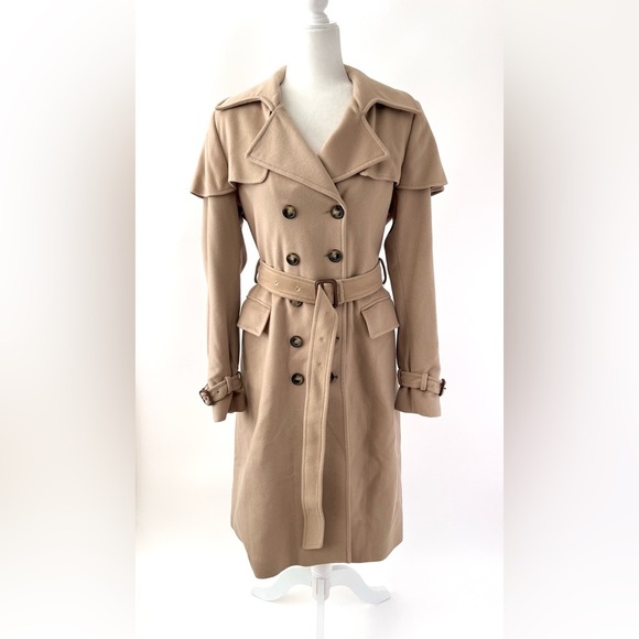 Burberry Jackets & Blazers - BURBERRY | Double Breasted Wool Cashmere Tan Trench Coat Long with Belt Size 10